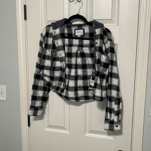 AE Hooded Flannel Button Up Shirt